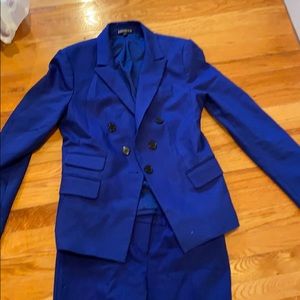 Electric blue jacket and pants suit